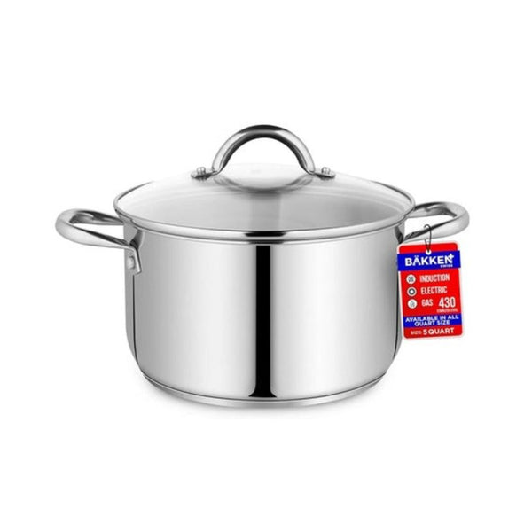 5 Quart Stainless Steel Stockpot with Glass Lid
