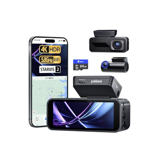 Pelsee P1 Pro 4K Dash Cam Front And 1080P Rear Cam