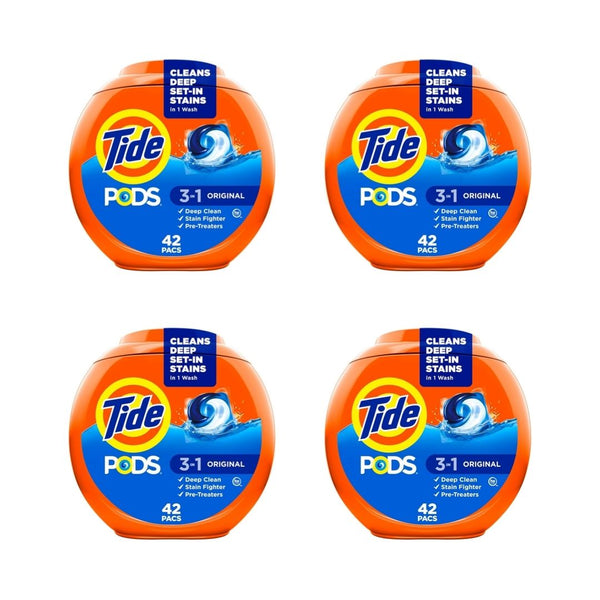 4 Packs of Tide PODS laundry detergent pacs, 42 Count