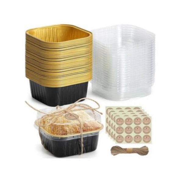 50-Pcs Mini Square Baking Cups with Lids