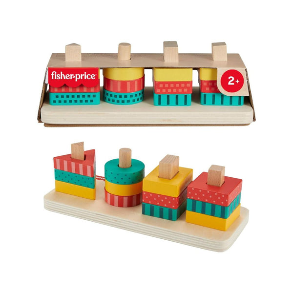 Fisher-Price 13-Piece Wood Toddler Toy Shape Stacker