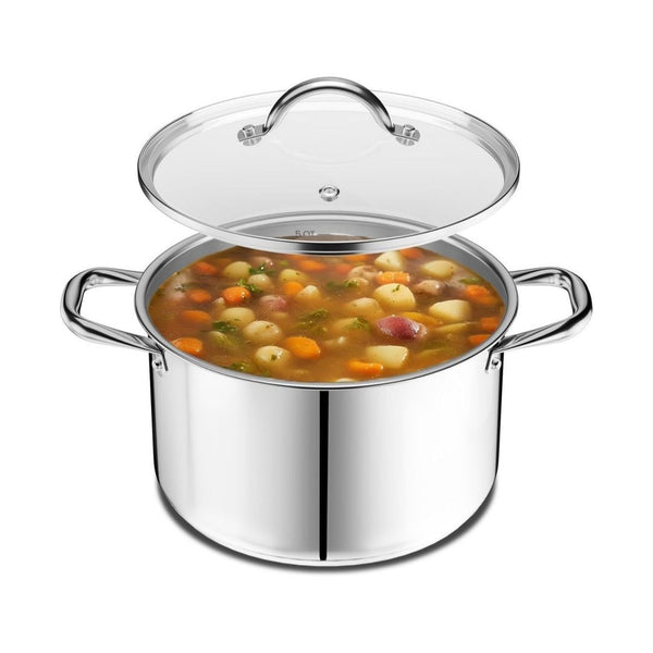 5-Qt Stainless Steel Stockpot with Tempered Glass Lid
