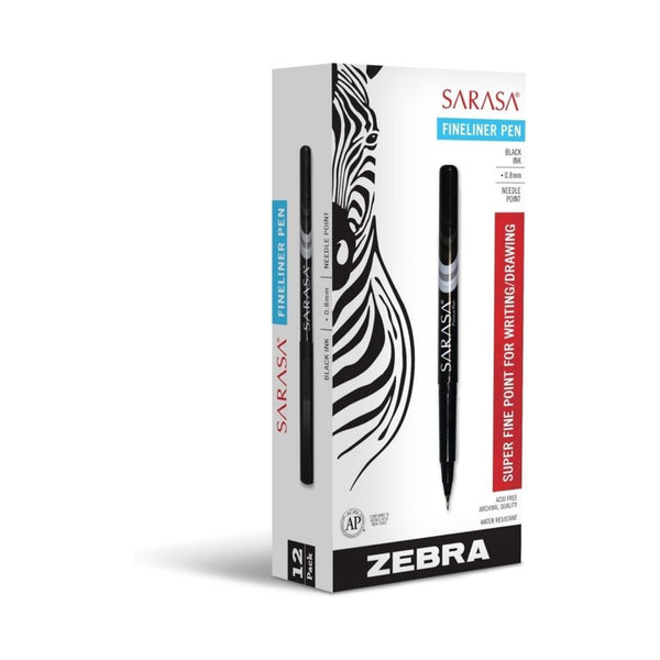 Pack of 12 Zebra SARASA Fineliner Felt Tip Pens