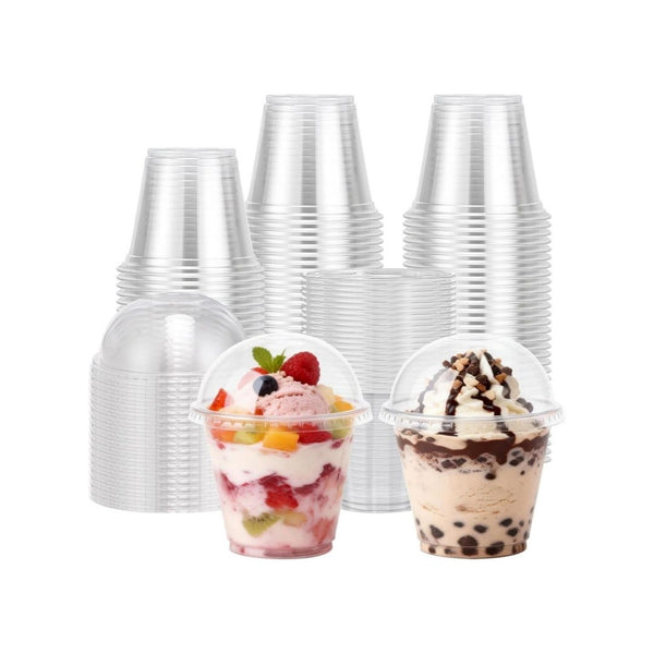 200 Pack 9 oz Clear Plastic Cups with Lids