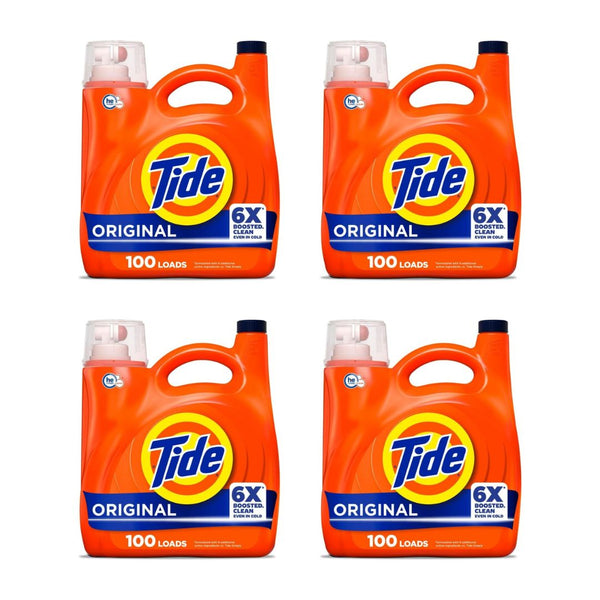 4 Bottles of 100 Loads Tide Liquid Laundry Detergent