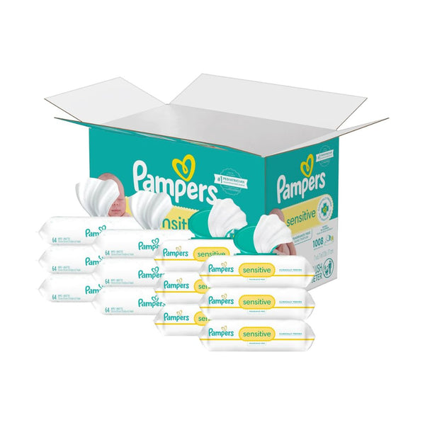 8 Flip-Top Packs Pampers Sensitive Baby Wipes