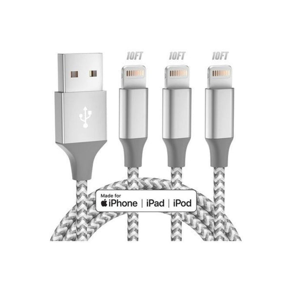 3 10ft MFi Lightning Charging Cables