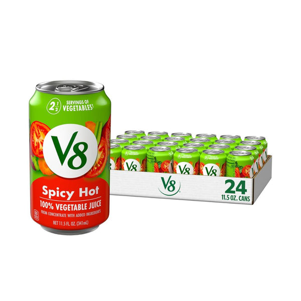 24 Cans of V8 Spicy Hot 100% Vegetable Juice