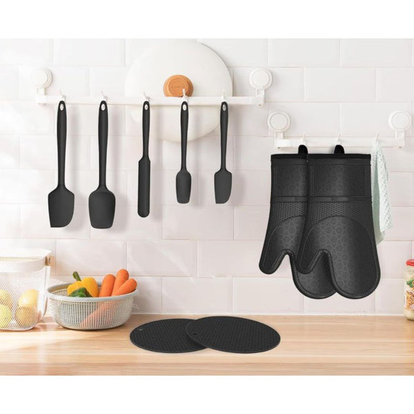Silicone Kitchen Oven Mitt Set w/ Utensils