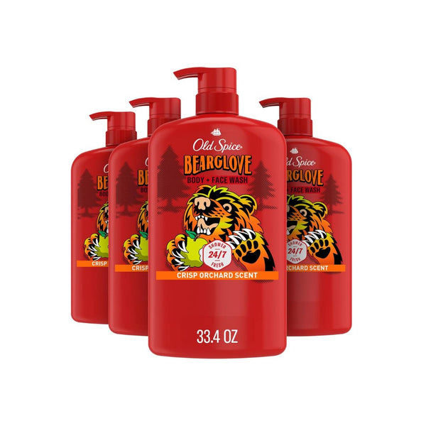 4 Bottles of Old Spice Cleansing 2-in-1 Body & Face Wash, Bearglove
