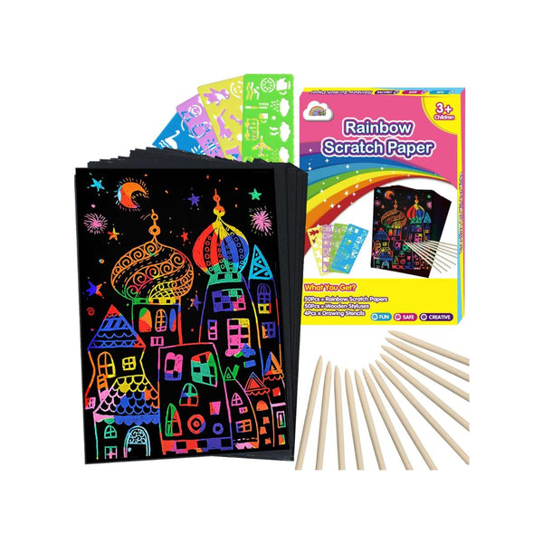 100 Pcs Scratch Art Craft Set
