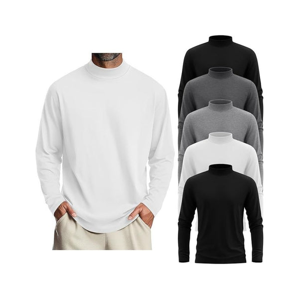 5-Pack Mens Turtleneck Long Sleeve Shirt (Multiple Options)