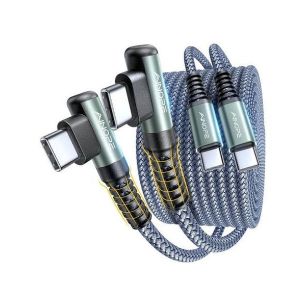 2-Pack 6.6FT USB C to Right Angle USB C Cable