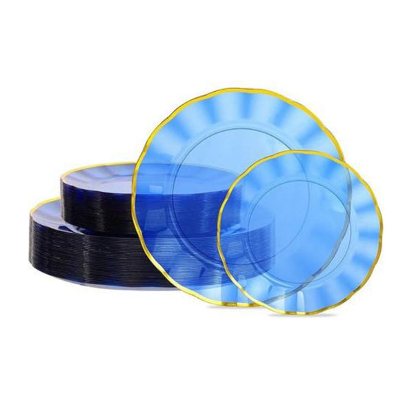 60-Pc Disposable Heavy Duty Scalloped Plastic Plates