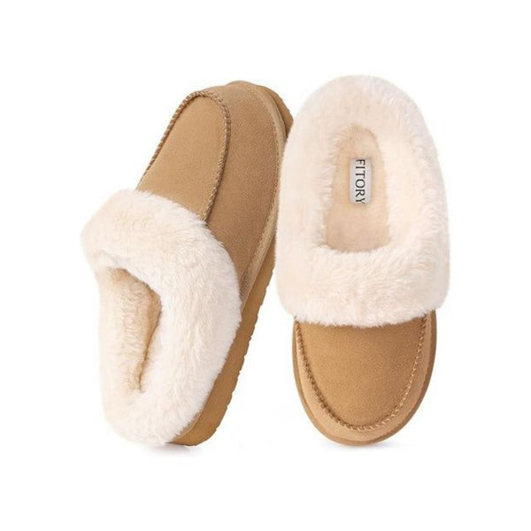 Women's Faux Fur Lined Suede Slippers