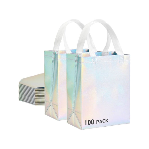 100 Pcs Iridescent Glossy Gift Bags