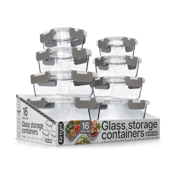 16-Pcs Bakken Borosilicate Glass Food Storage Containers with Lids