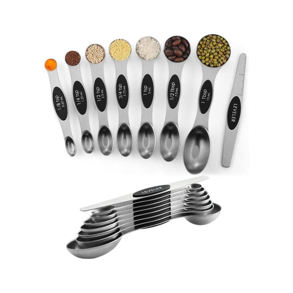 Pack of 8 Stainless Steel Magnetic Measuring Spoons Set