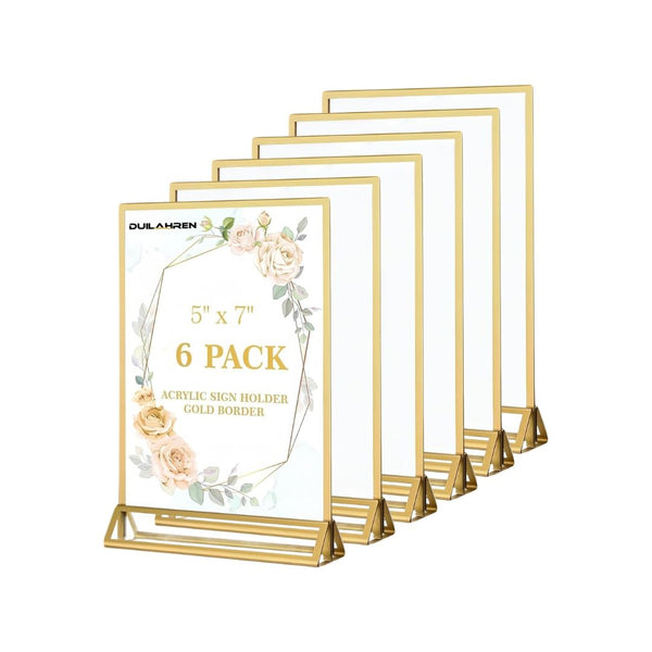 6 Pack of Acrylic 5 x 7-In Double Sided Picture Frames or Sign Holders
