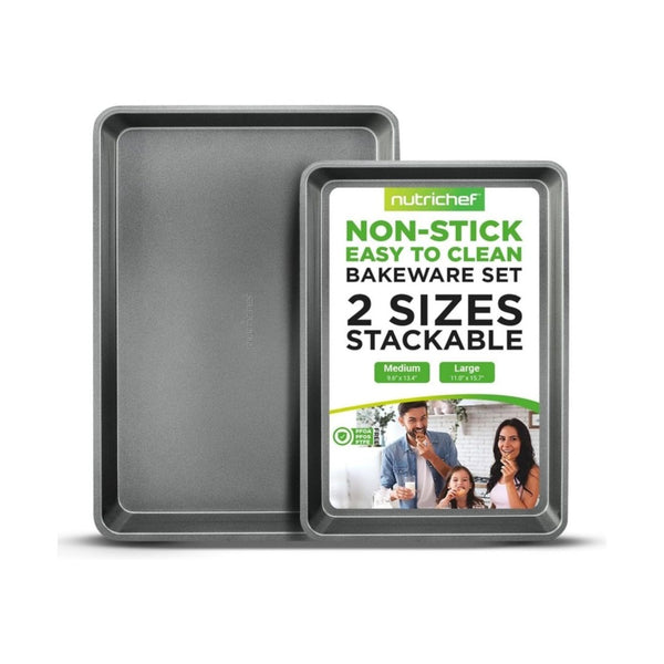 2-Piece NutriChef Nonstick Cookie Sheet Baking Pan Set