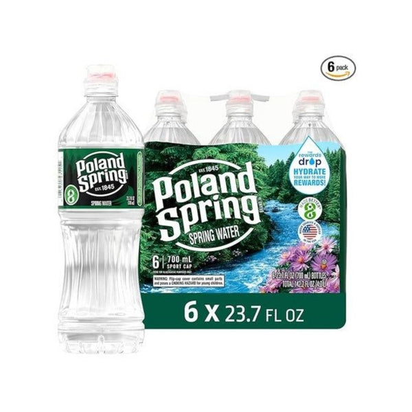 6 Sport Cap Poland Spring Water Bottles