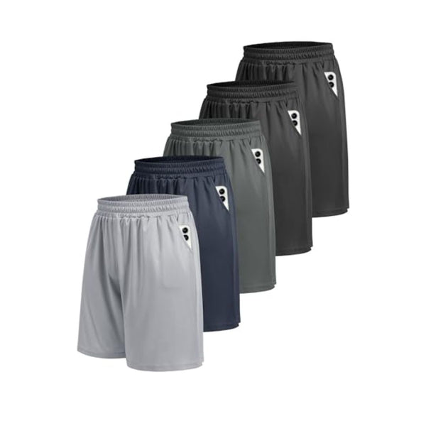 5 Pack Athletic Gym Mens Shorts
