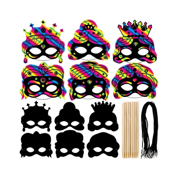 24 Pack Purim Crafts Scratch Masks Kit