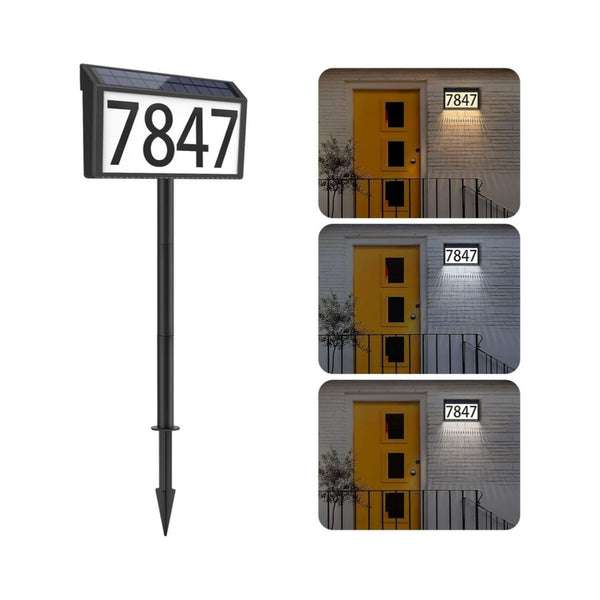 LED Illuminated Solar Powered Waterproof Address Sign