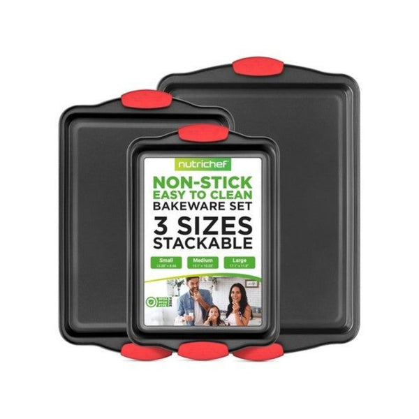 3-Piece NutriChef Nonstick Kitchen Oven Baking Pans