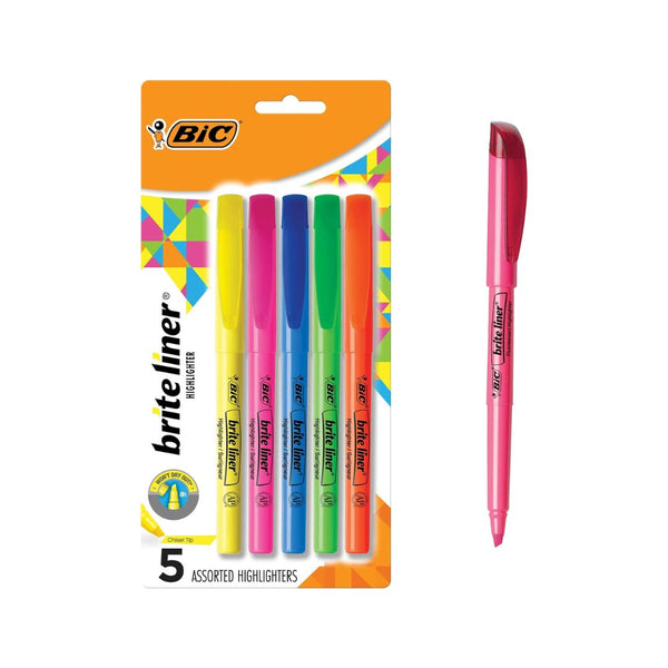 5-Count BIC Brite Liner Chisel Tip Highlighters