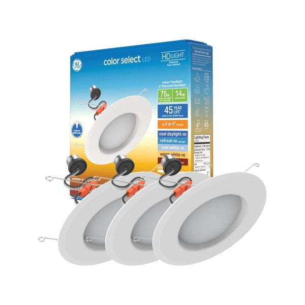 3-Pack GE Color Select LED Recessed Downlight Fixture