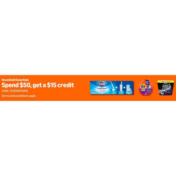 Get a $15 Amazon Credit When You Spend $50+ on Select Household Items!