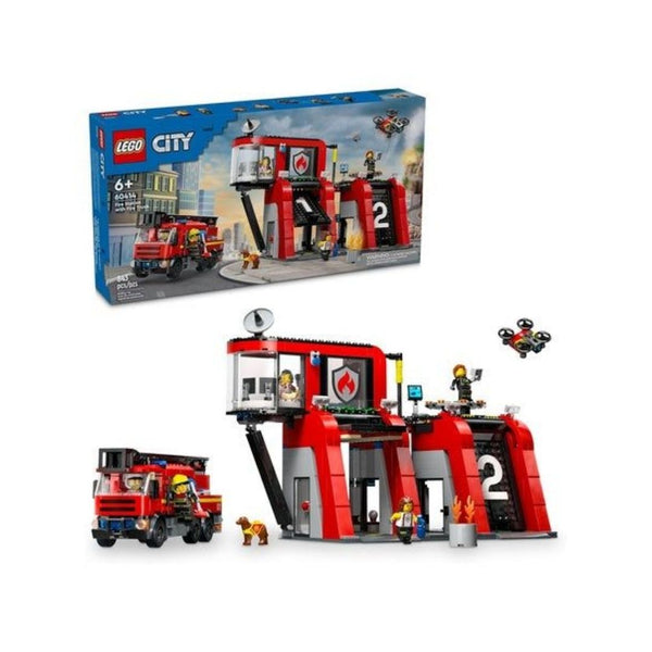 843-Piece Lego City Fire Station with Fire Truck