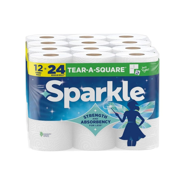 12 Double Rolls of Sparkle Tear-A-Square 2-Ply Paper Towels