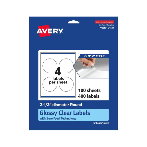 400 Avery Glossy Clear Round Labels