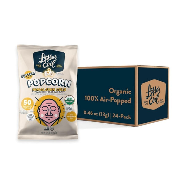 24 Bags of LesserEvil Himalayan Gold Salt Organic Popcorn