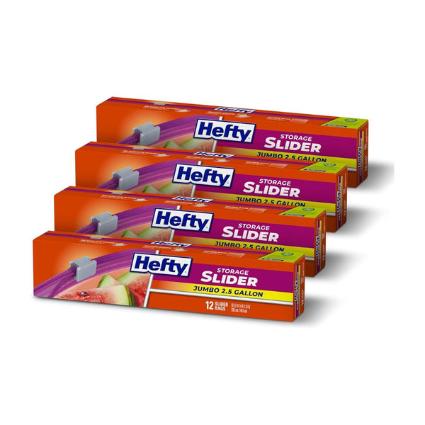 Pack of 4 12-Ct 2.5 Gallon Hefty Slider Storage Bags