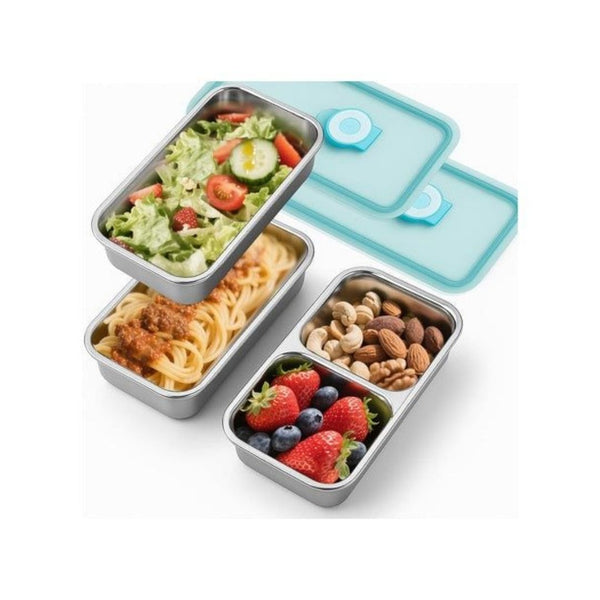 6 Stainless Steel Divided Snack Containers