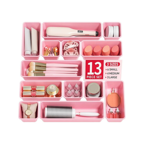 13 Pack Plastic Drawer Organizers Set