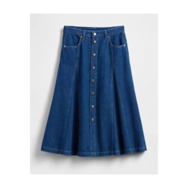 Gap Women's Seamed Denim Button-Front Maxi Skirt