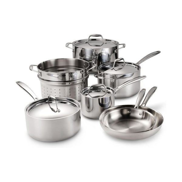 11-Piece Tramontina Tri-Ply Clad Stainless Steel Cookware Set with Lid