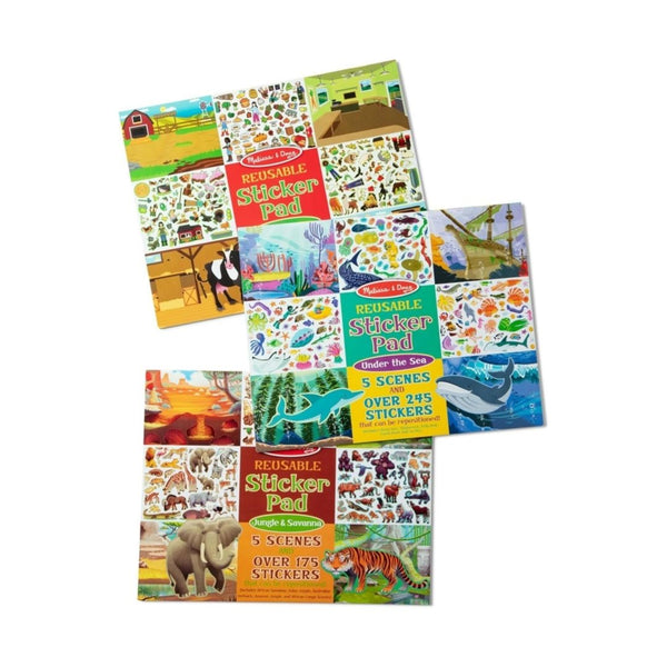 3-Pcs Melissa & Doug Reusable Sticker Pad Bundle