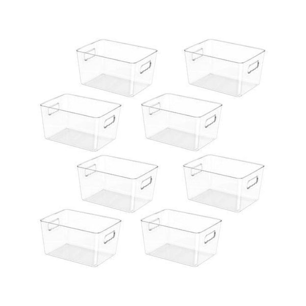 8 Clear Plastic Storage Bins with Handles