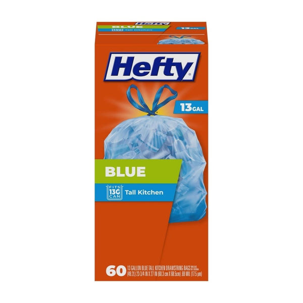 60-Count 13 Gal Hefty Blue Trash Bags