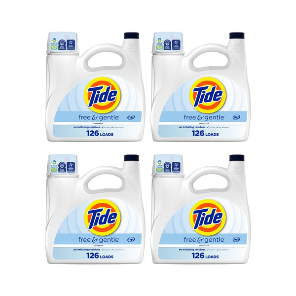 4 Bottles of Tide Free & Gentle Liquid Laundry Detergent