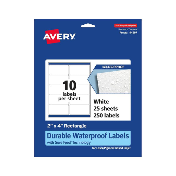250 Avery Printable Durable Rectangle Labels