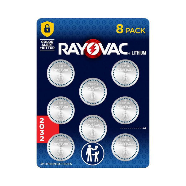 8 Pack Rayovac Lithium Coin Cell Batteries Size 2032 3V