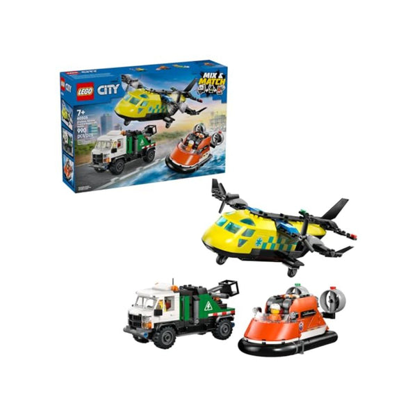 990-Pcs LEGO City Airplane, Service Truck, And Hovercraft Remix Building Set