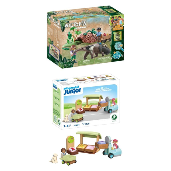 Playmobil Wiltopia Anteater Care or Playmobil Junior: Organic Market Stall & Forklift