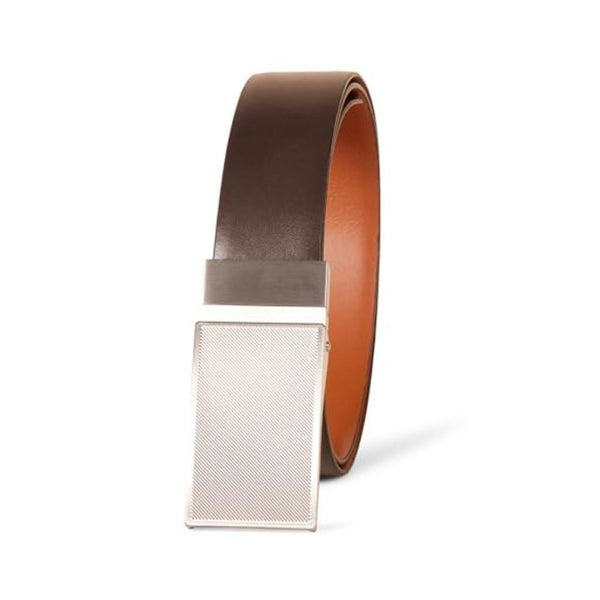 Amazon Essentials Men's Leather Reversible Plaque Dress Belt